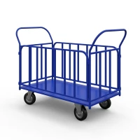 Тележка платформенная с трубчатыми бортами ТБ 2 (г/п 550 кг, 900x600 мм, колеса черная резина 200 мм) HV Market