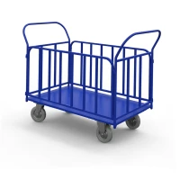 Тележка платформенная с трубчатыми бортами ТБ 7 (г/п 450 кг, 1400x800 мм, колеса серая резина 160 мм) HV Market