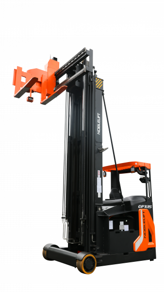 Узкопрозодный штабелер OPX15 Triplex mast (FFL, fully AC, with EPS, Fingertip control, Front wheel hydraulic brake, adjustable steering wheel, suspension seat, storage rack, dual screen triple wireless monitoring system, fork 180。 rotation, В-13000мм)  HV Market