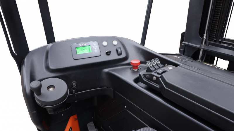 Узкопрозодный штабелер OPX15 Triplex mast (Литий 600Ач, FFL, fully AC, with EPS, Fingertip control, Front wheel hydraulic brake, adjustable steering wheel, suspension seat, storage rack, dual screen triple wireless monitoring system, fork 180。 rotation, В-9500мм)  HV Market