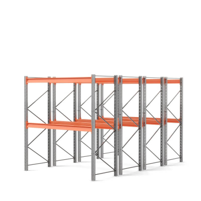 Стеллаж двойной глубины 3000х2700х1100 мм. Уровни хранения: пол+2 (1800 кг на ярус) HV Market