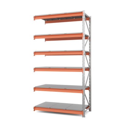 Секция приставная стеллажа металлического ОПТИМА, 3500х2500х785 мм. Полки: 6 шт. метал.