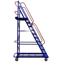 Лестница передвижная, десять ступеней ЛС 10 (670х1854х2930) 160 черная резина, тормоз, поворотные HV Market