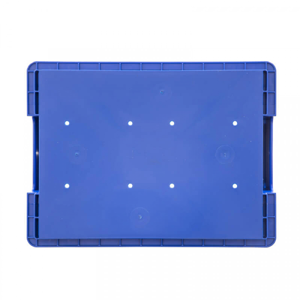 Пластиковый контейнер KLT 4147 универсальный синий, стенки сплошные, дно с отверстиями, 396х297х148 мм