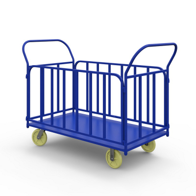 Тележка платформенная с трубчатыми бортами ТБ 4 (600х1200) г/п 500 кг.200 чугун/полиуретан