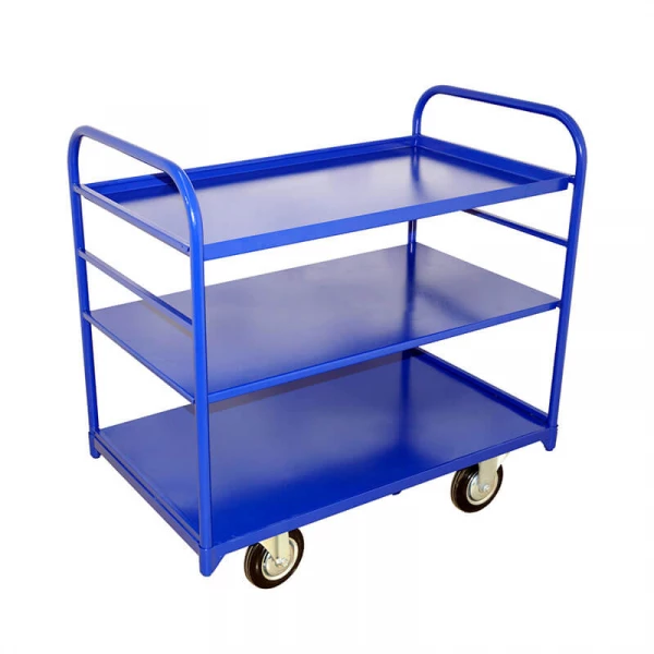 Тележка платформенная трехъярусная ТЯ 5 полки с бортами (700х1200) 200 черная резина