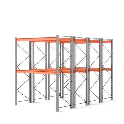 Стеллаж двойной глубины 3500х2700х1100 мм. Уровни хранения: пол+2 (1800 кг на ярус) HV Market