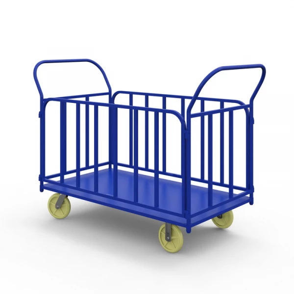 Тележка платформенная с трубчатыми бортами ТБ 4 (600х1200) г/п 400 кг.150 чугун/полиуретан
