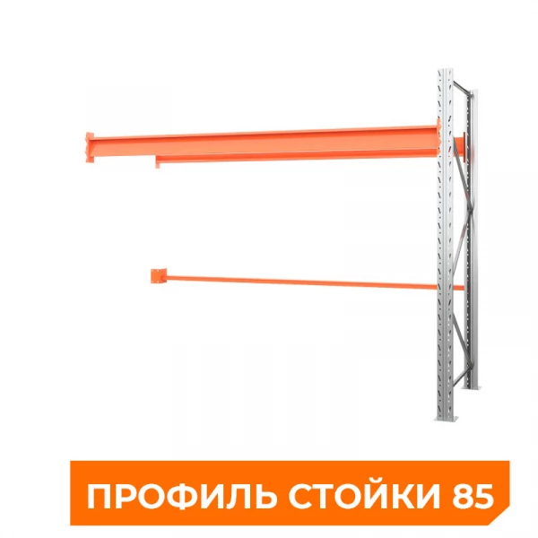 Секция приставная стеллажа металлического паллетного 2000х2700х1100 мм (85.1.5). Ярусы: пол+1