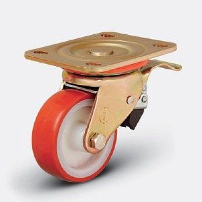 Колесо большегрузное полиуретановое поворотное ED01 ZBP ⌀ 125 F с тормозом HV Market