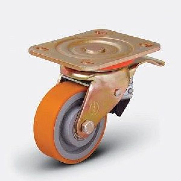 Колесо большегрузное полиуретановое поворотное с тормозом ED01 VBP ⌀ 80 F HV Market