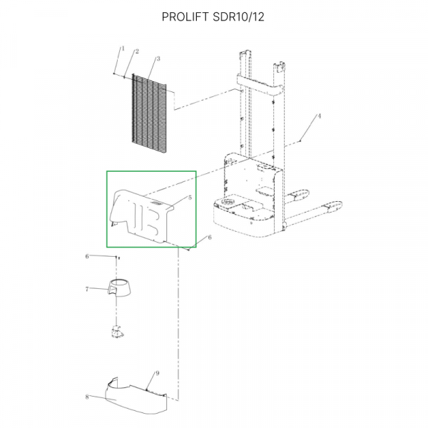 Кожух моторного отсека верхний для штабелеров SDR1-1,2 т, SDR1635