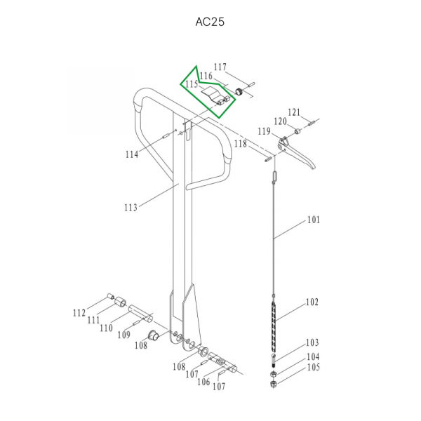 Пластина рычага управления режимом работы для гидравлических тележек JC20 HV Market
