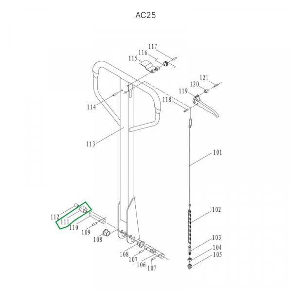 Нажимной ролик ручки для гидравлических тележек DF25 HV Market